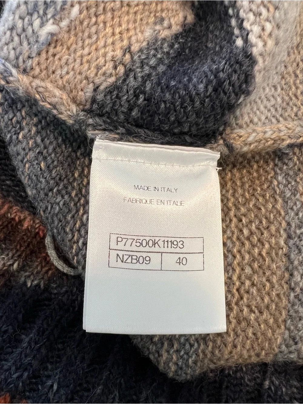 CHANEL Multicolor Half-Zip Knit Sweater — Gray, Red, Brown